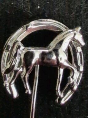 Vintage Silver Horse Horseshoe Stick Pin